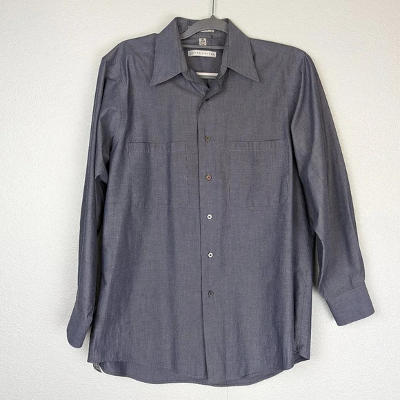 Geoffrey Beene 2 pocket Chambray Button Down Dress Shirt Size 15 1/2 (32-33) - Picture 1 of 7